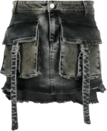 Saia jeans cargo assimétrica